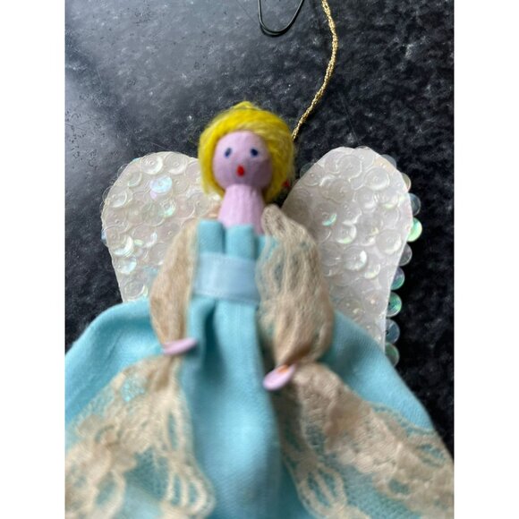 Vtg 1970's Detroit Artist Mary Ewald Christmas Ornament Angel Clothespin Doll - Picture 8 of 9